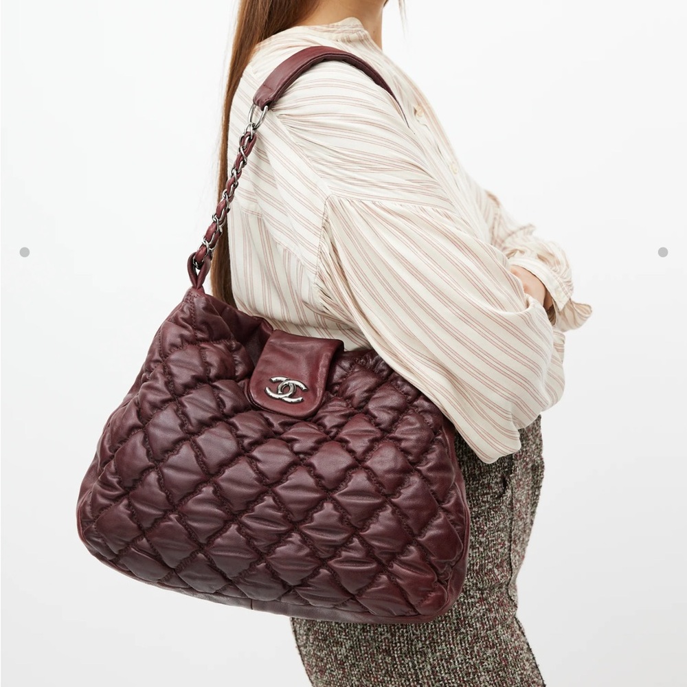 CHANEL Burgundy Lambskin Quilted /Bubble Shoulder Bag - sold 💗